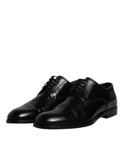 Dolce &amp; Gabbana Black Calfskin Leather Derby Lace Up Formal Dress Shoes