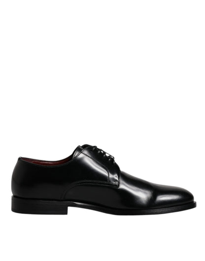 Dolce &amp; Gabbana Black Calfskin Leather Derby Lace Up Formal Dress Shoes