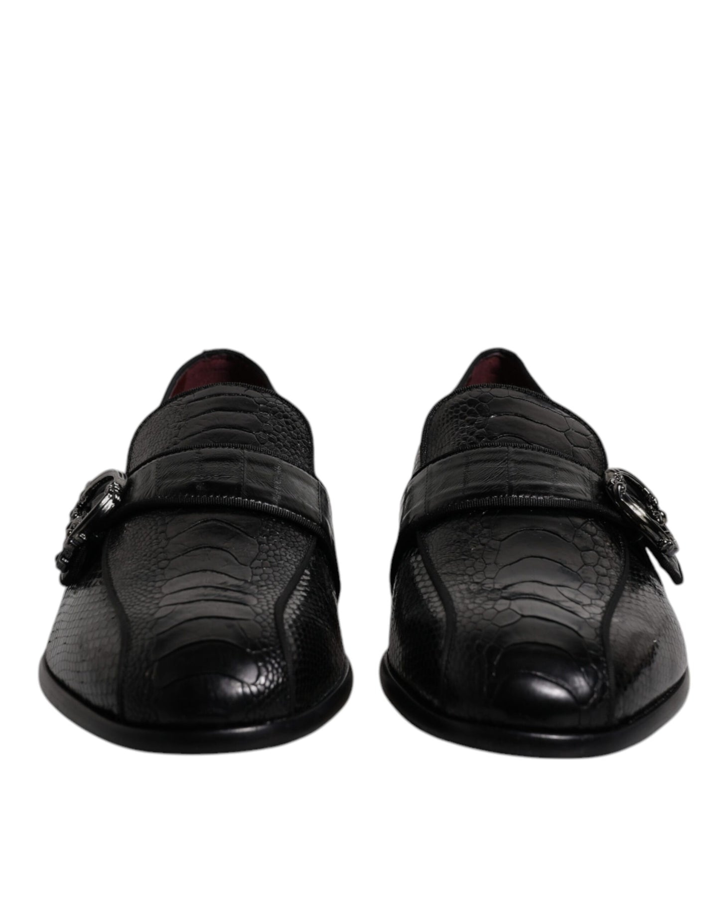 Mocassins Dolce &amp; Gabbana en cuir exotique noir avec logo DG