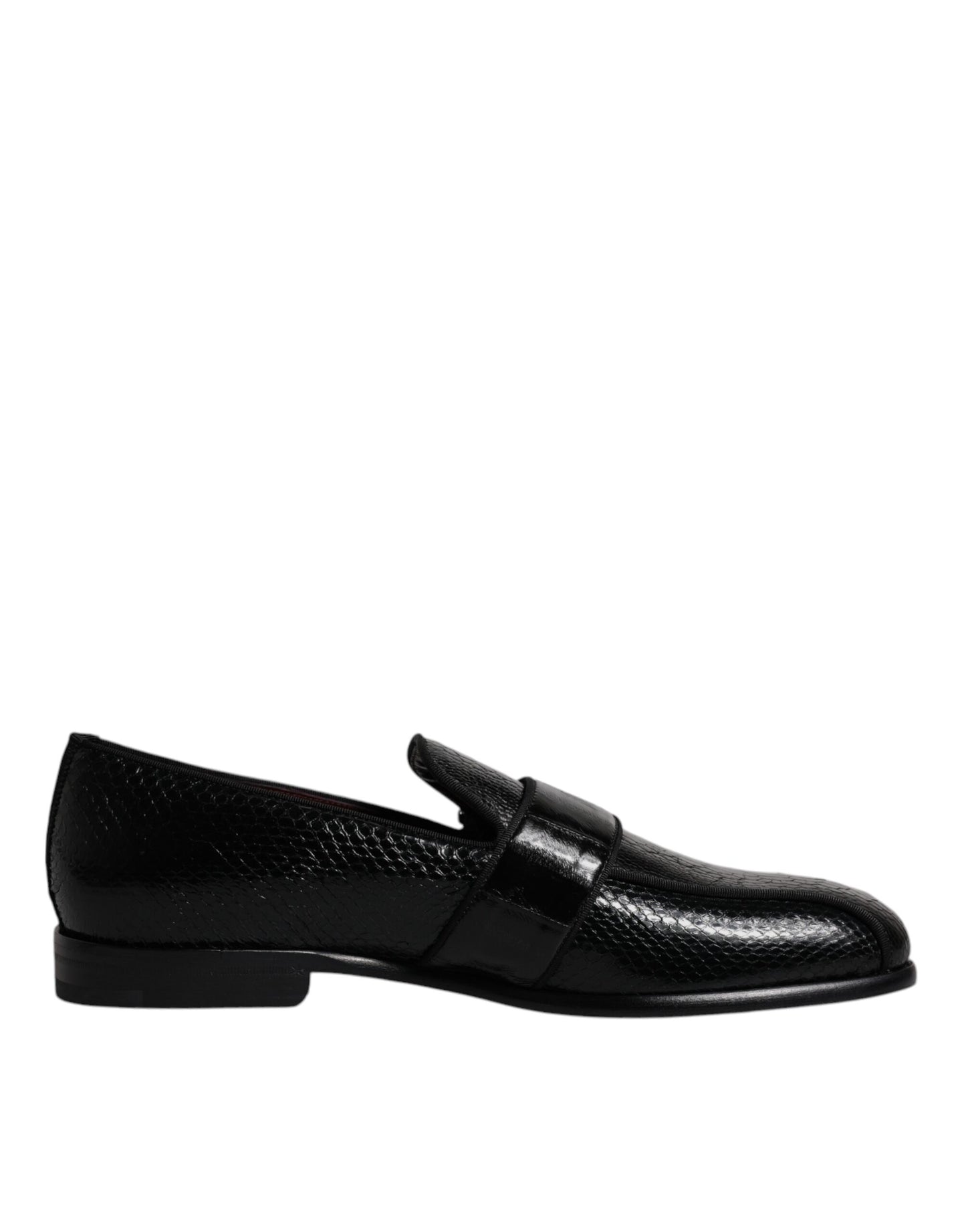 Mocassins Dolce &amp; Gabbana en cuir exotique noir avec logo DG