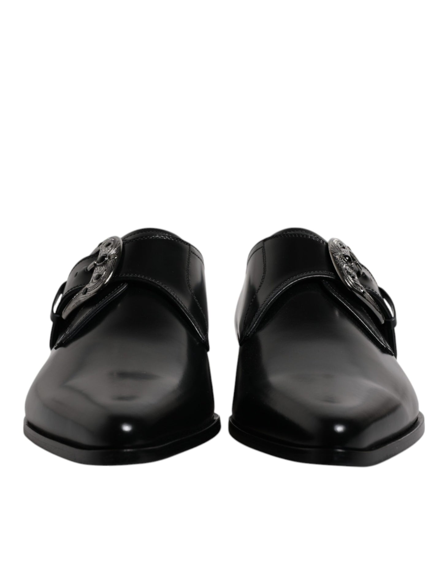 Dolce &amp; Gabbana Black Leather Monk Strap Derby Formal Shoes