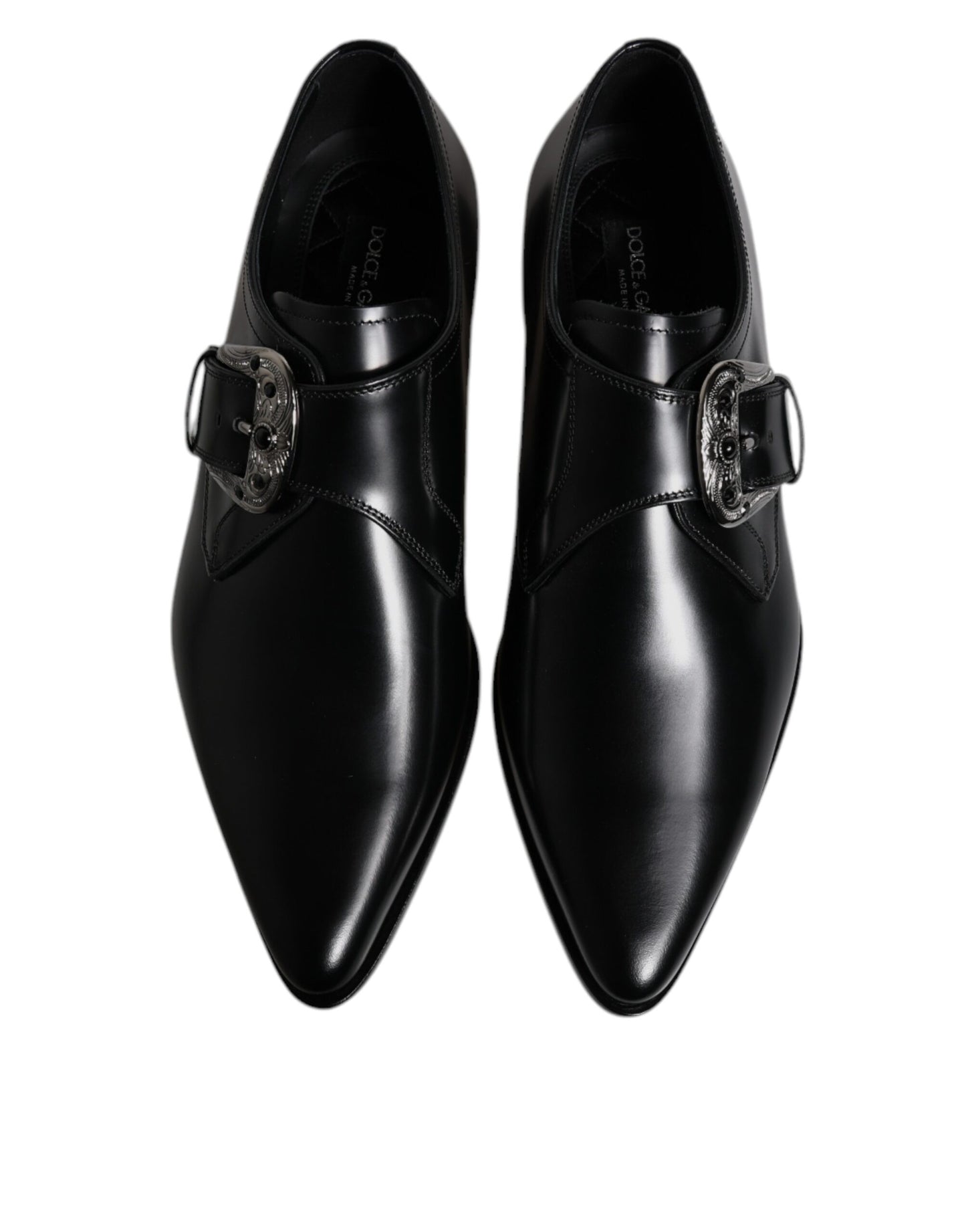 Dolce &amp; Gabbana Black Leather Monk Strap Derby Formal Shoes