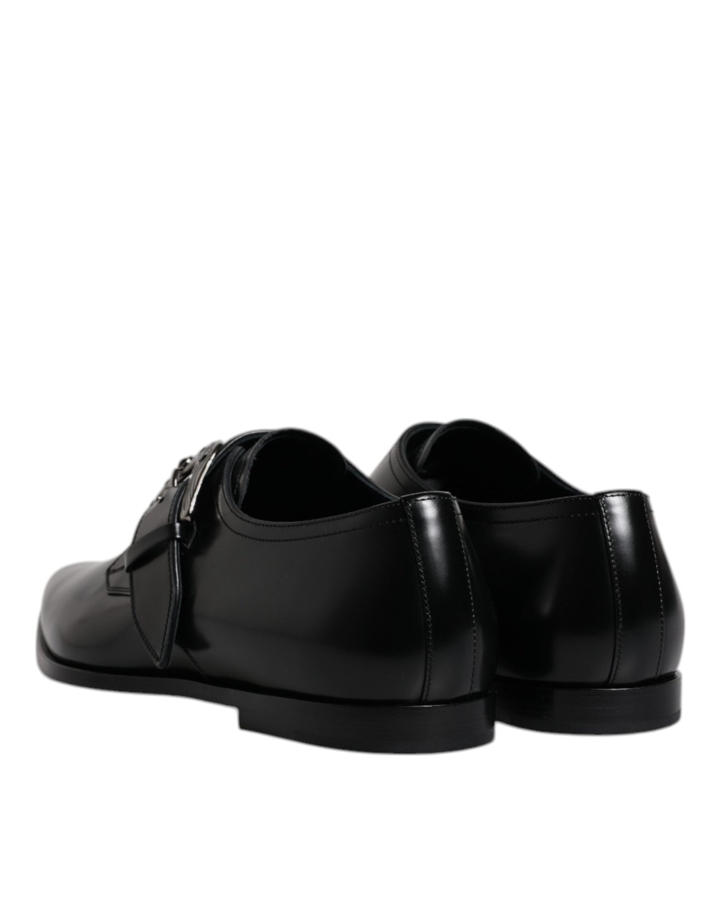 Dolce &amp; Gabbana Black Leather Monk Strap Derby Formal Shoes