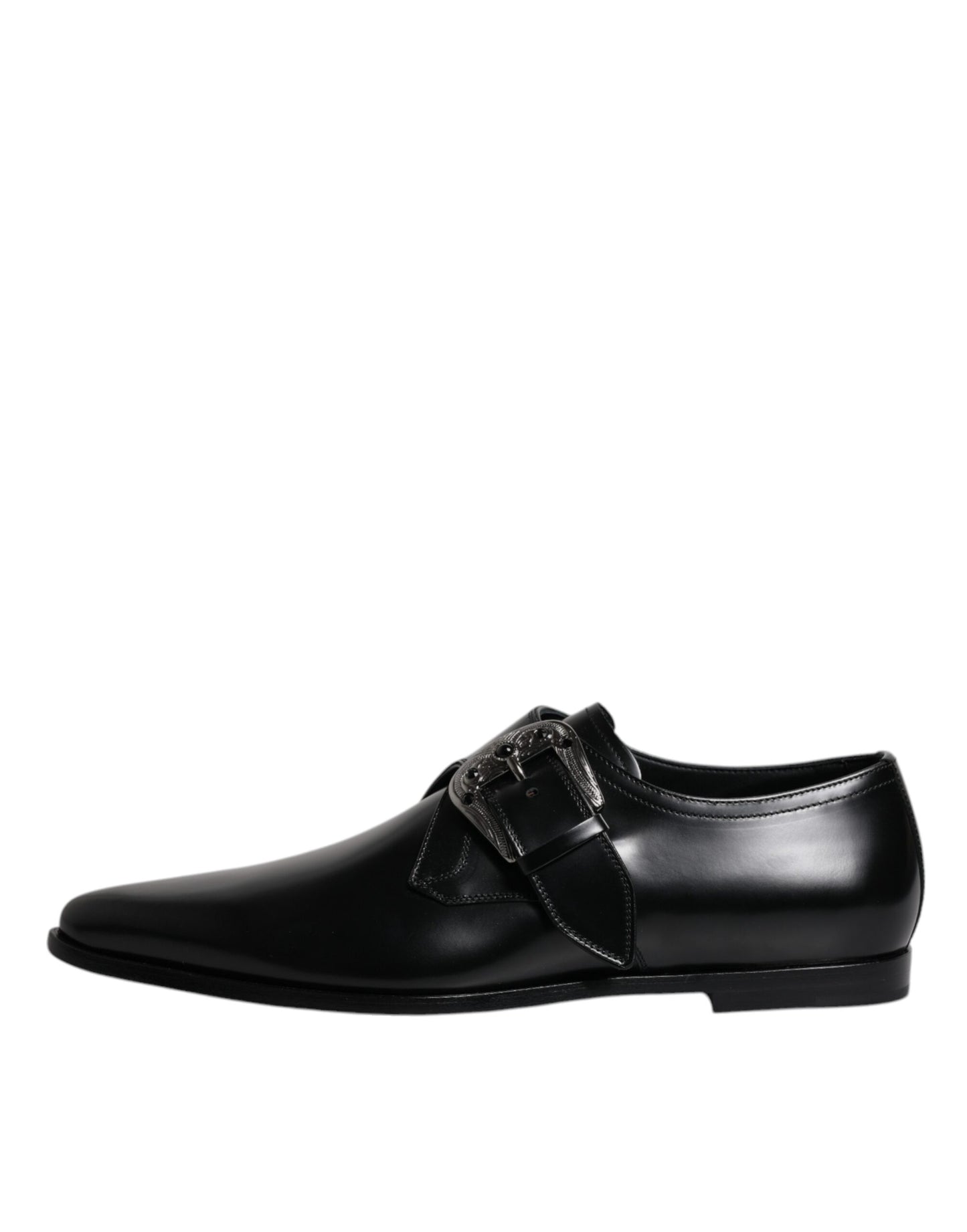 Dolce &amp; Gabbana Black Leather Monk Strap Derby Formal Shoes