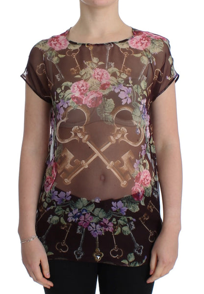 Dolce &amp; Gabbana - Élégant chemisier en soie à fleurs et manches courtes