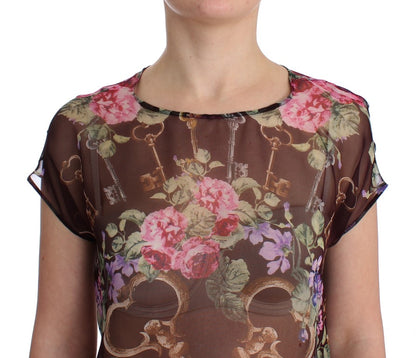Dolce &amp; Gabbana - Élégant chemisier en soie à fleurs et manches courtes