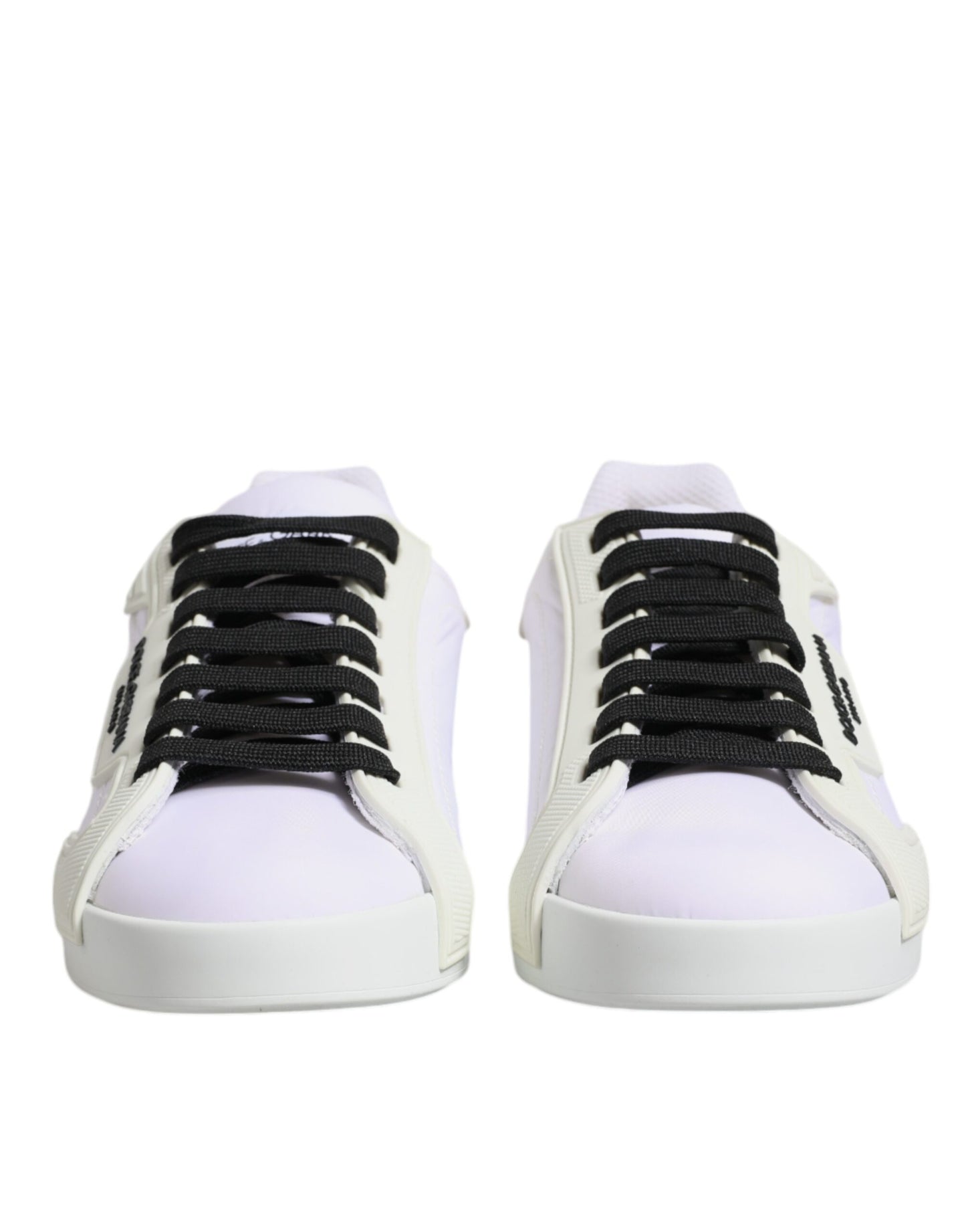 Dolce & Gabbana White Nylon Leather Low Top Sneakers Shoes by Dolce & Gabbana