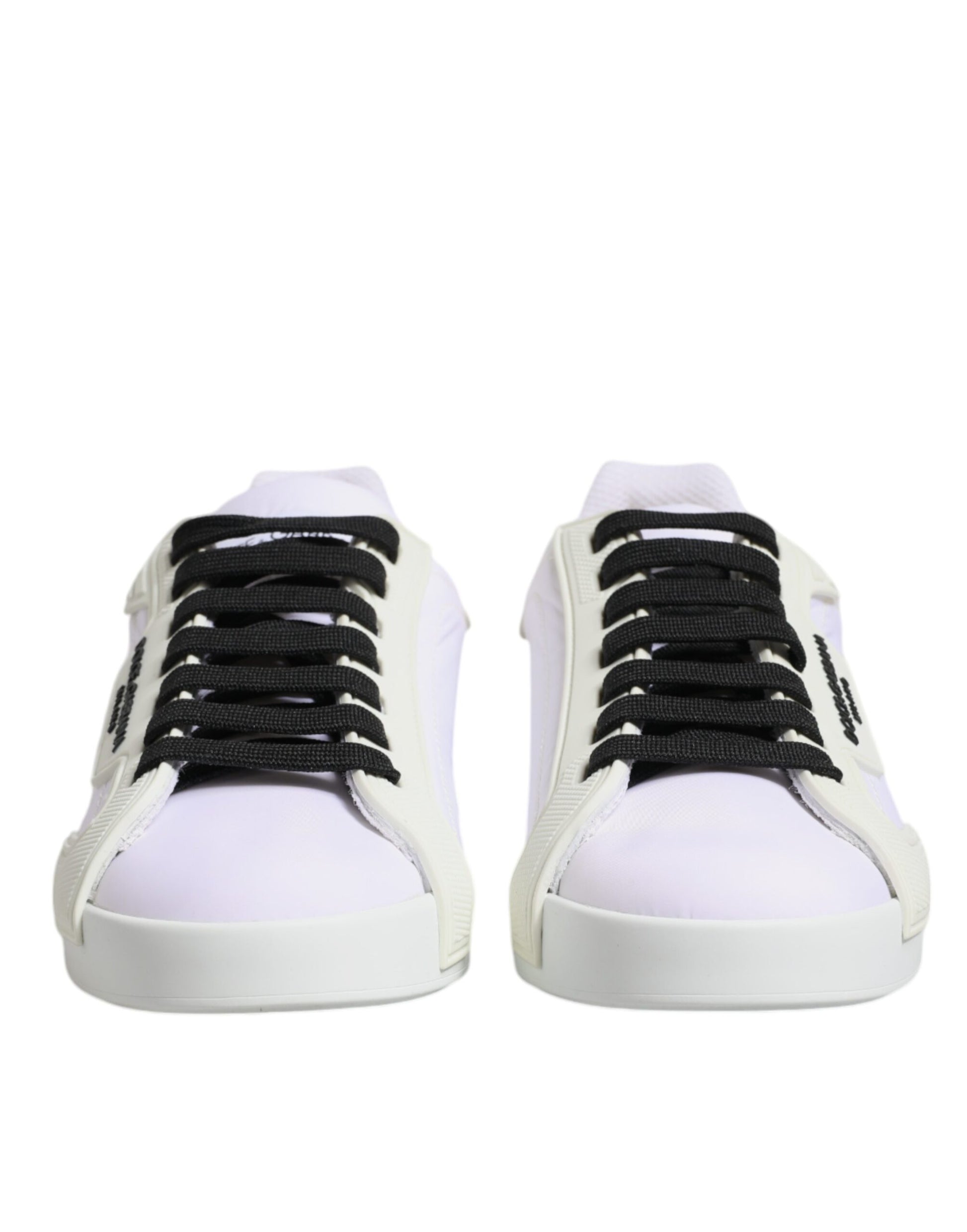 Dolce & Gabbana White Nylon Leather Low Top Sneakers Shoes by Dolce & Gabbana