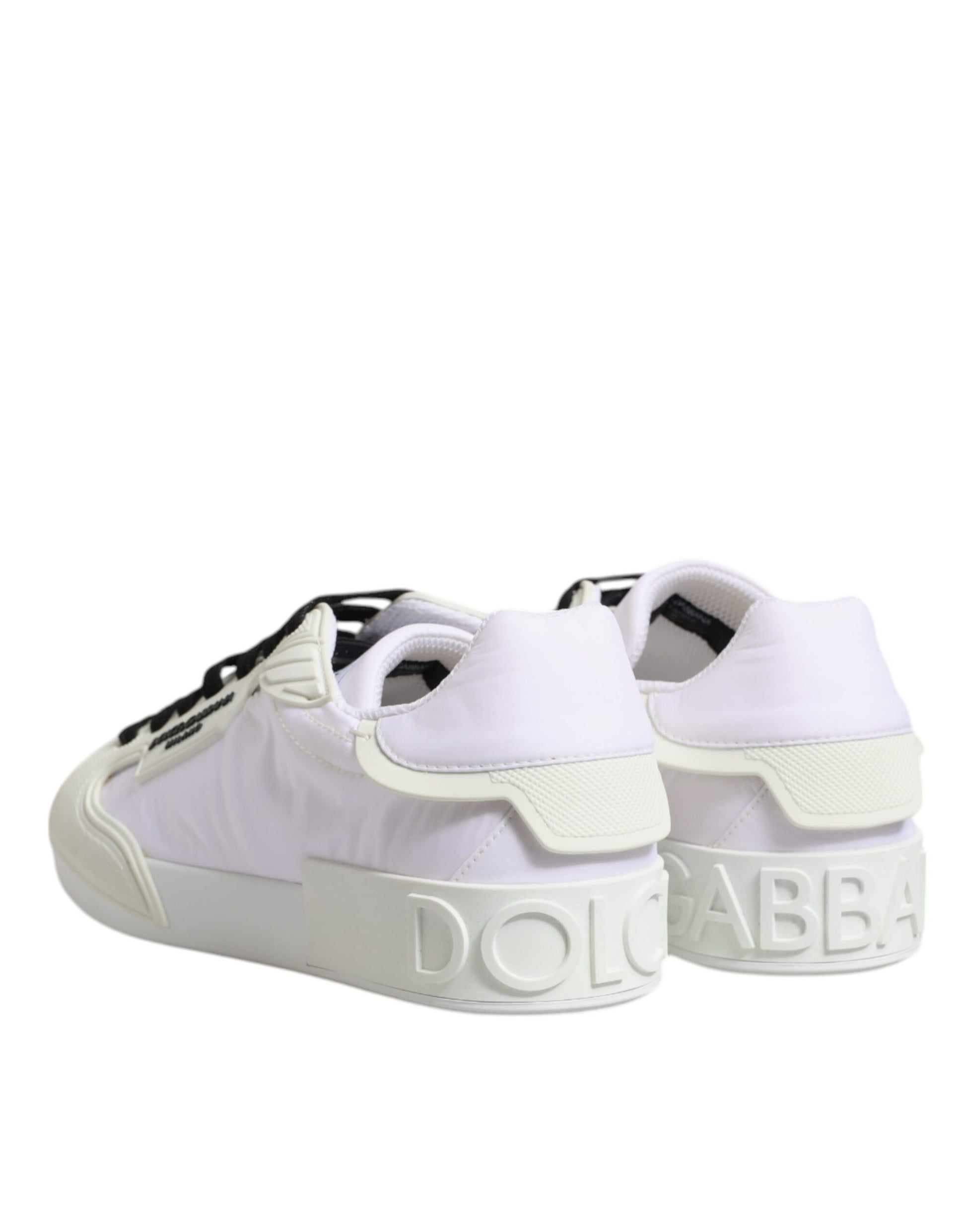 Dolce & Gabbana White Nylon Leather Low Top Sneakers Shoes by Dolce & Gabbana