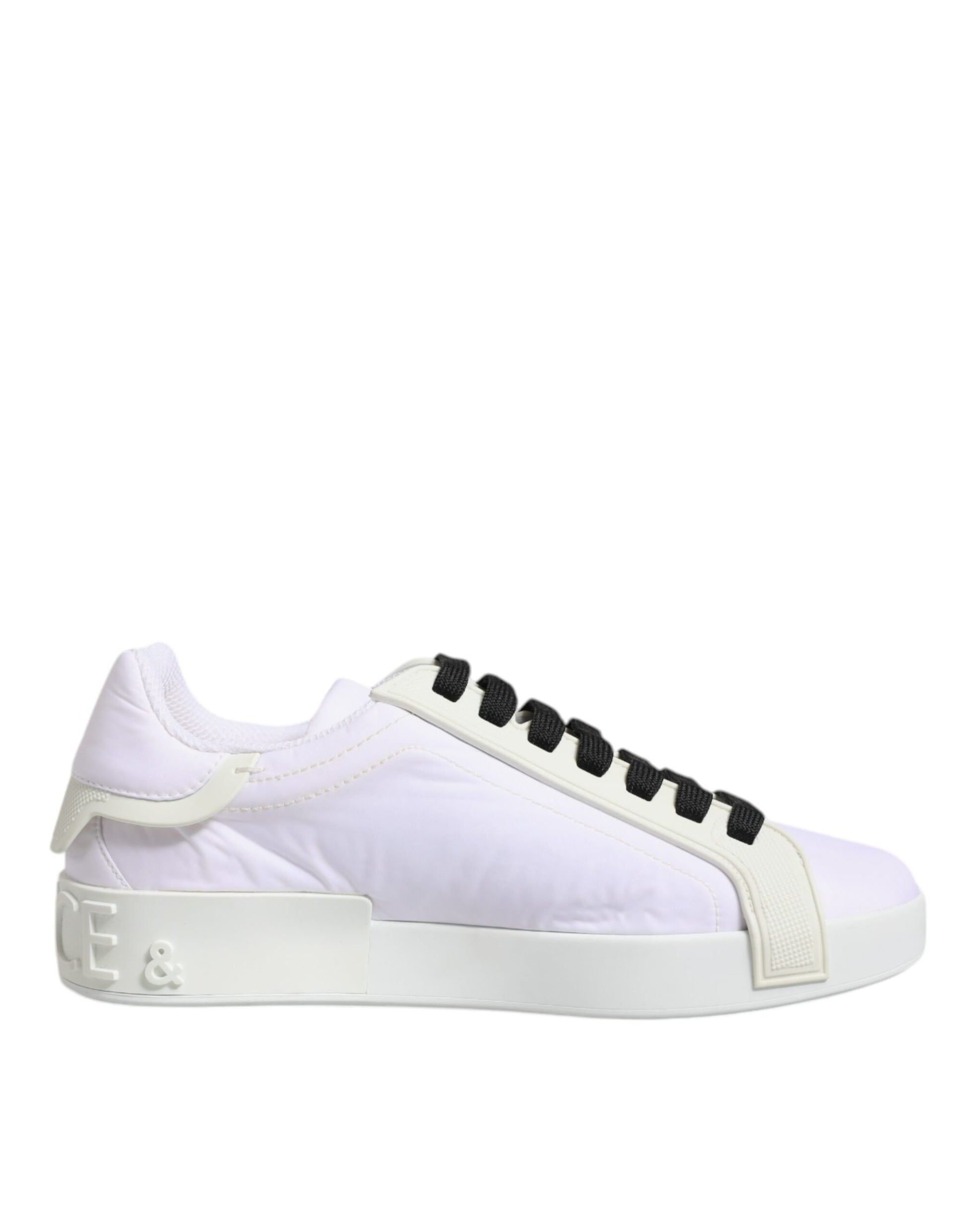 Dolce & Gabbana White Nylon Leather Low Top Sneakers Shoes by Dolce & Gabbana
