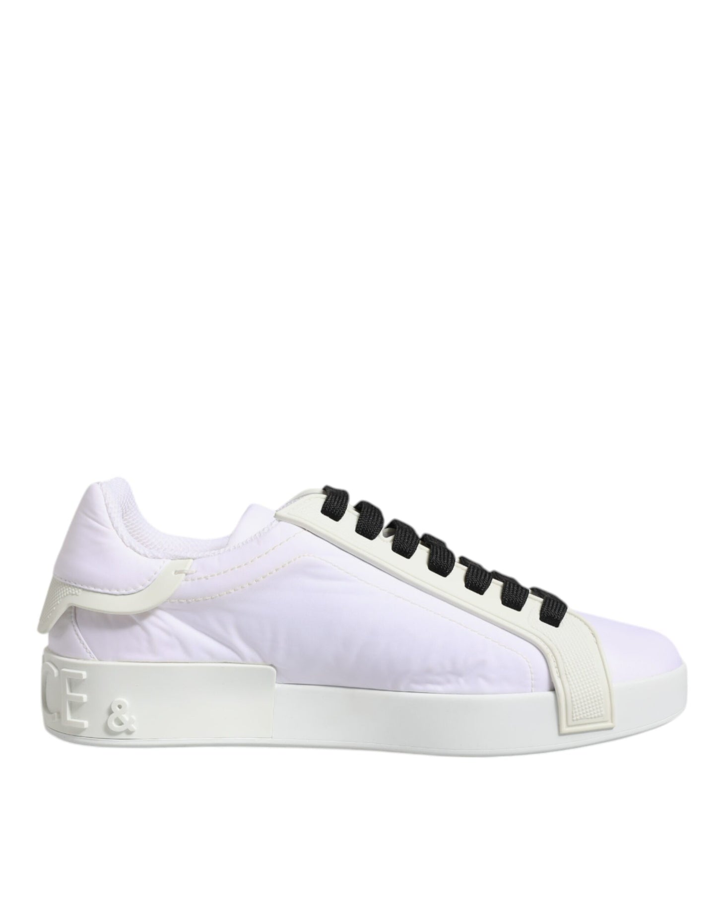 Dolce & Gabbana White Nylon Leather Low Top Sneakers Shoes by Dolce & Gabbana