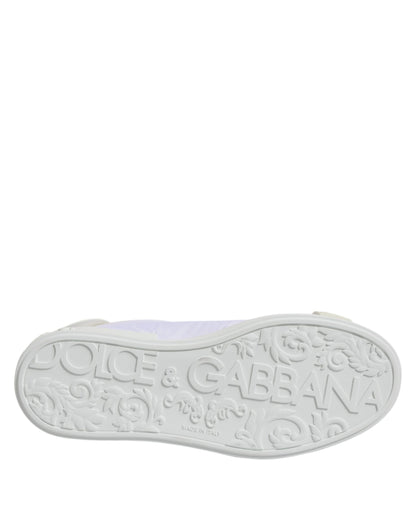 Dolce & Gabbana White Nylon Leather Low Top Sneakers Shoes by Dolce & Gabbana