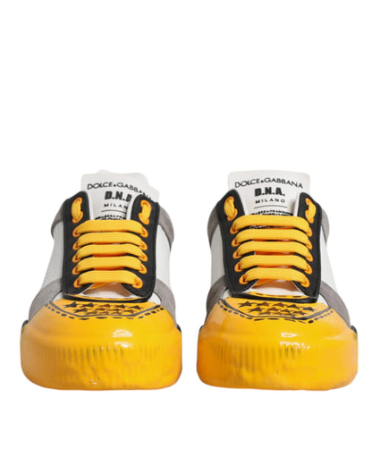 Dolce & Gabbana Multicolor Leather DNA Low Top Sneakers Shoes by Dolce & Gabbana