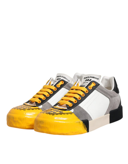 Dolce & Gabbana Multicolor Leather DNA Low Top Sneakers Shoes by Dolce & Gabbana