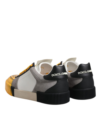 Dolce & Gabbana Multicolor Leather DNA Low Top Sneakers Shoes by Dolce & Gabbana