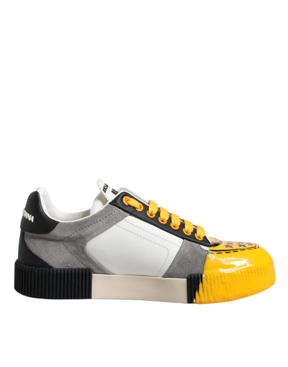 Dolce & Gabbana Multicolor Leather DNA Low Top Sneakers Shoes by Dolce & Gabbana
