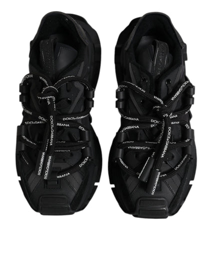 Dolce & Gabbana Black Low Top Space Lace Up Sneakers Shoes by Dolce & Gabbana
