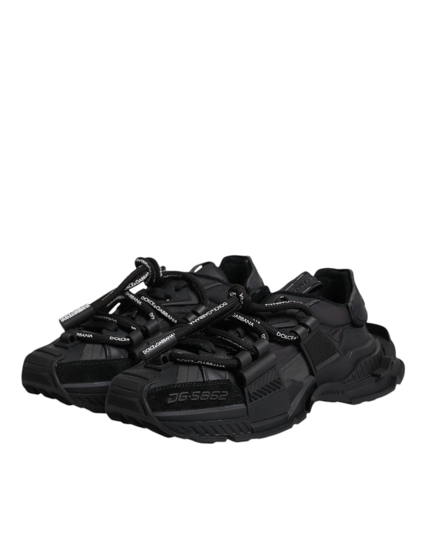 Dolce & Gabbana Black Low Top Space Lace Up Sneakers Shoes by Dolce & Gabbana