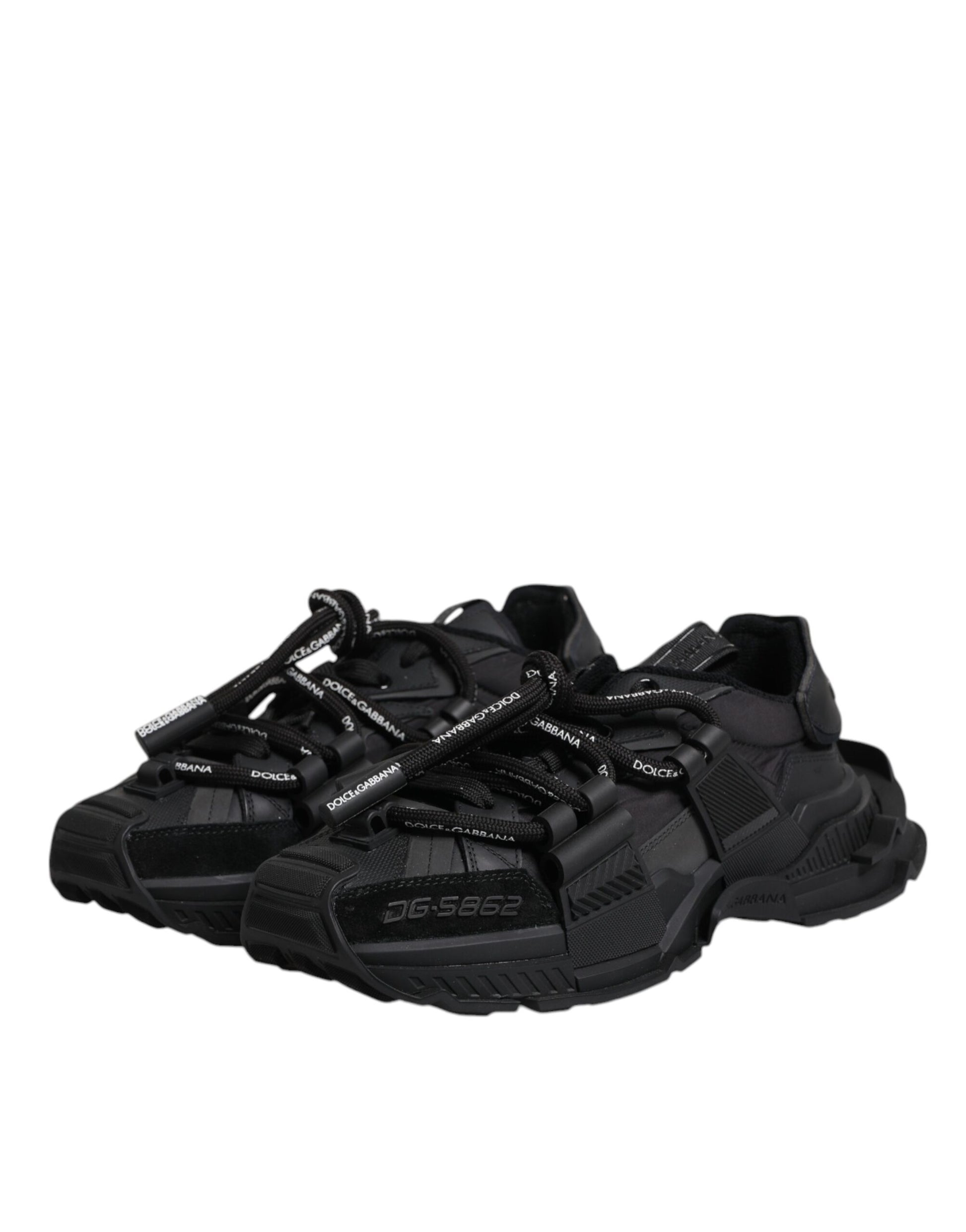 Dolce & Gabbana Black Low Top Space Lace Up Sneakers Shoes by Dolce & Gabbana