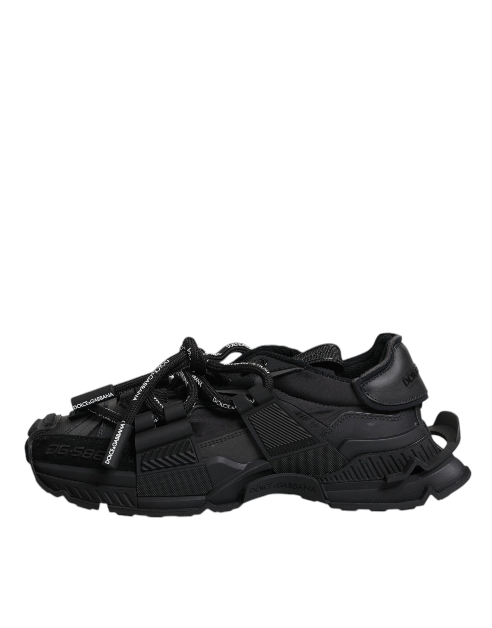 Dolce & Gabbana Black Low Top Space Lace Up Sneakers Shoes by Dolce & Gabbana