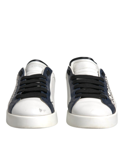 Dolce & Gabbana White Blue Leather Crown Milano Sneakers Shoes by Dolce & Gabbana