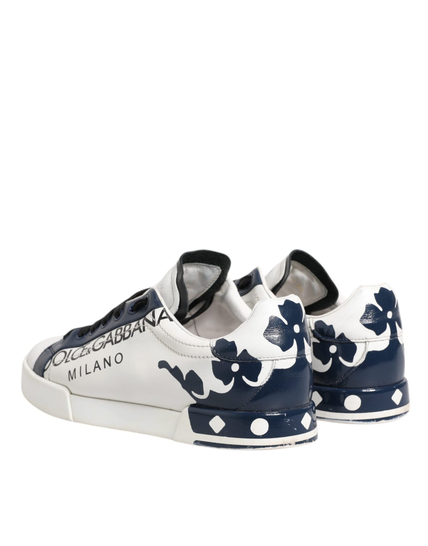 Dolce & Gabbana White Blue Leather Crown Milano Sneakers Shoes by Dolce & Gabbana