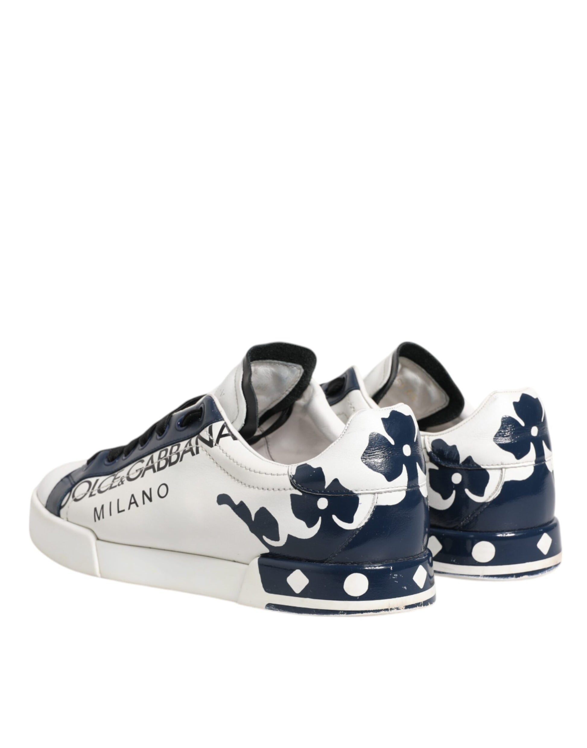 Dolce & Gabbana White Blue Leather Crown Milano Sneakers Shoes by Dolce & Gabbana