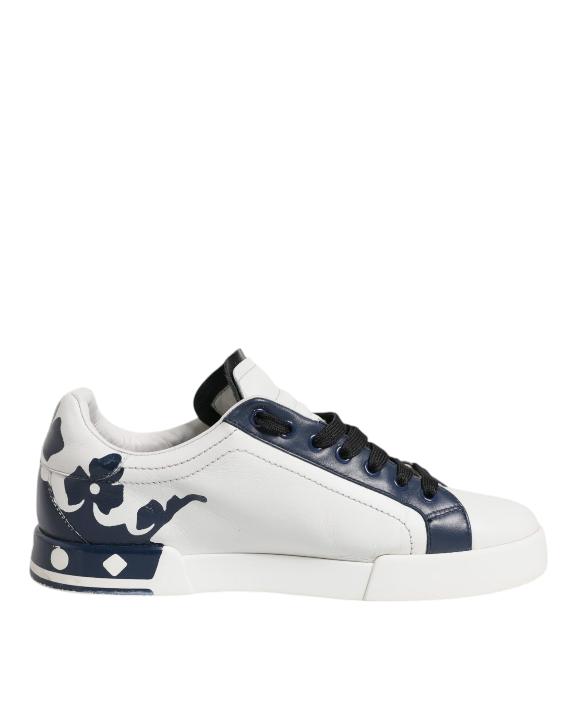 Dolce & Gabbana White Blue Leather Crown Milano Sneakers Shoes by Dolce & Gabbana