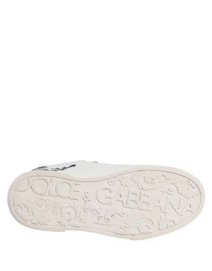 Dolce & Gabbana White Blue Leather Crown Milano Sneakers Shoes by Dolce & Gabbana