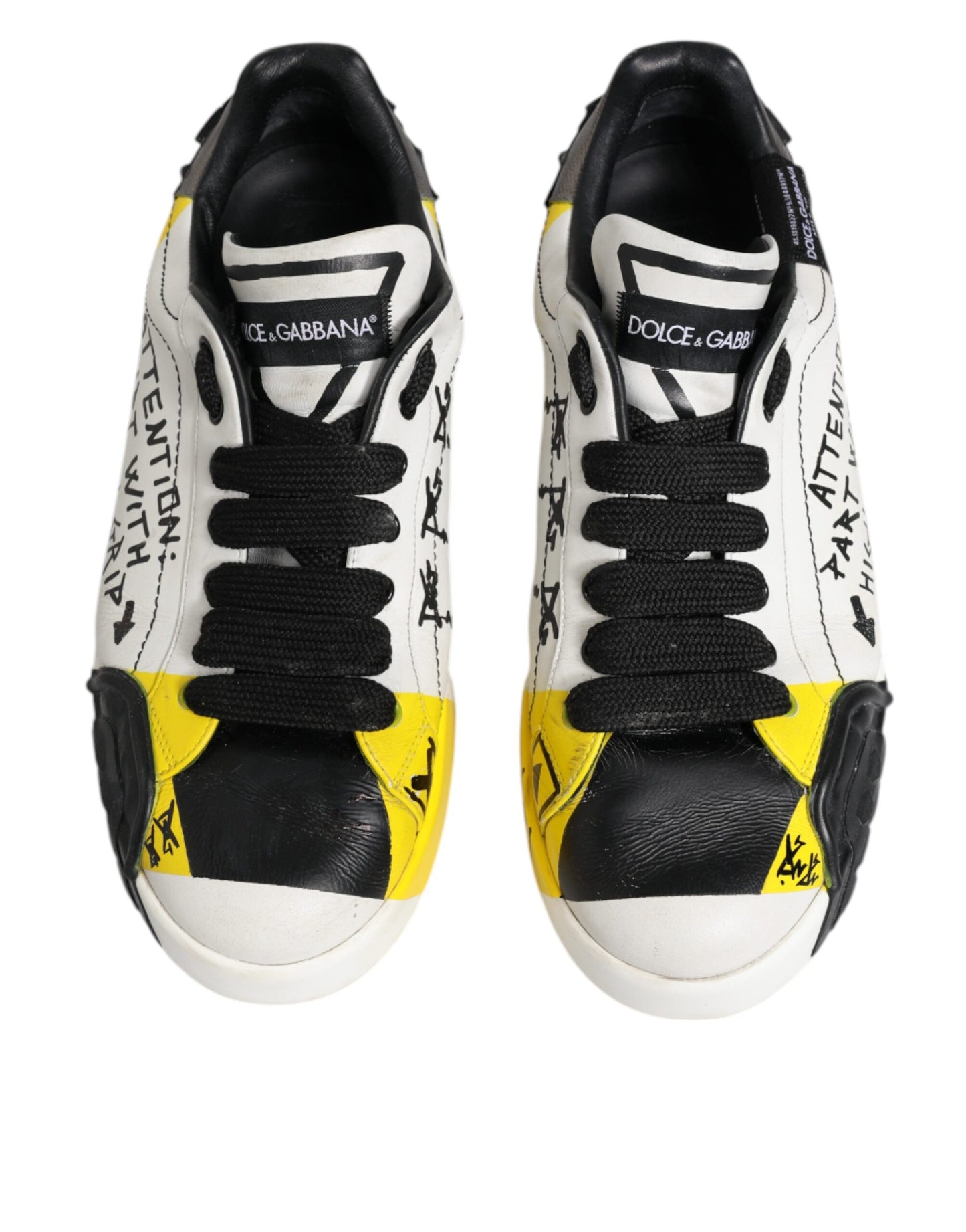 Dolce & Gabbana Multicolor Lettering Portofino Sneakers Shoes by Dolce & Gabbana