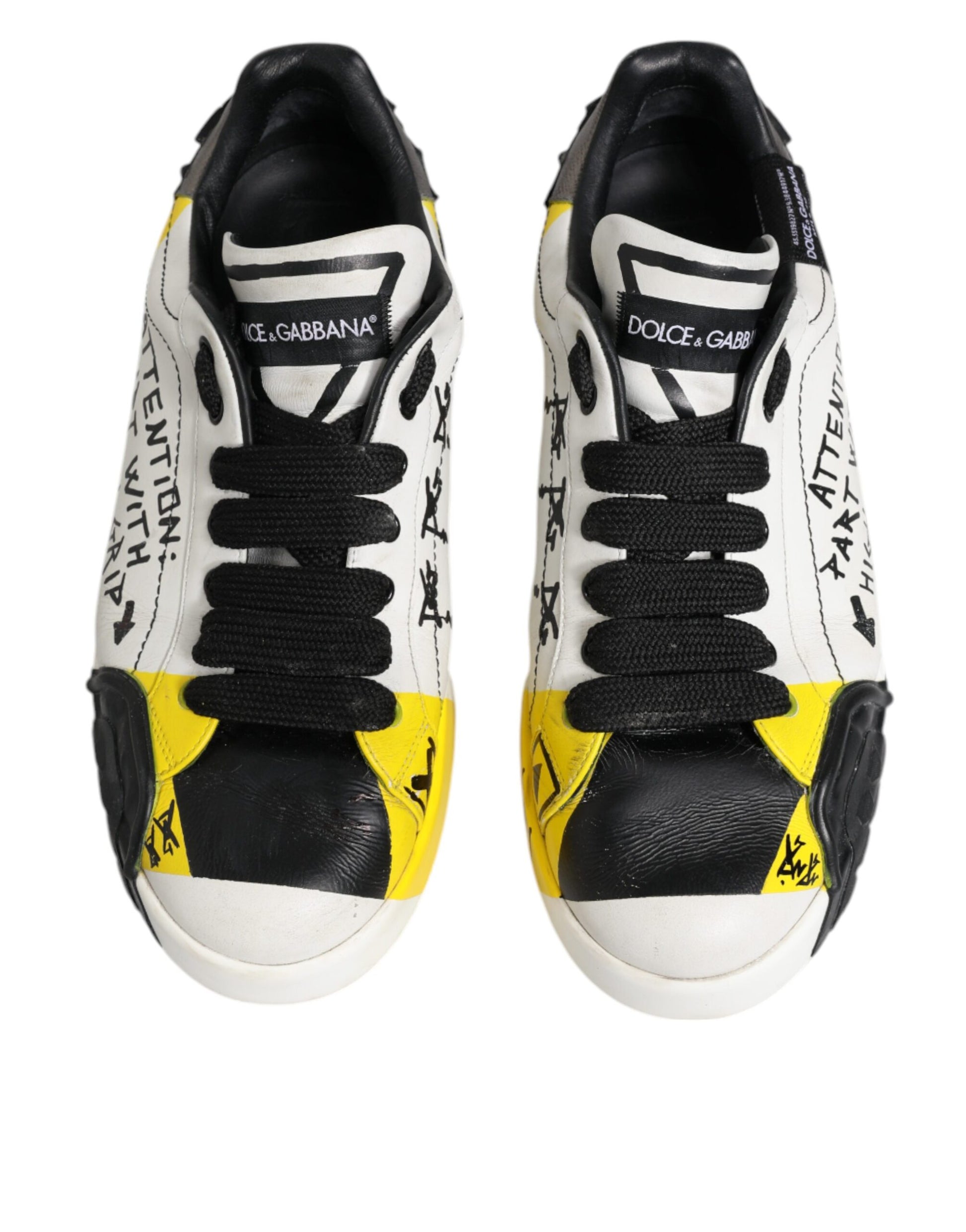 Dolce & Gabbana Multicolor Lettering Portofino Sneakers Shoes by Dolce & Gabbana