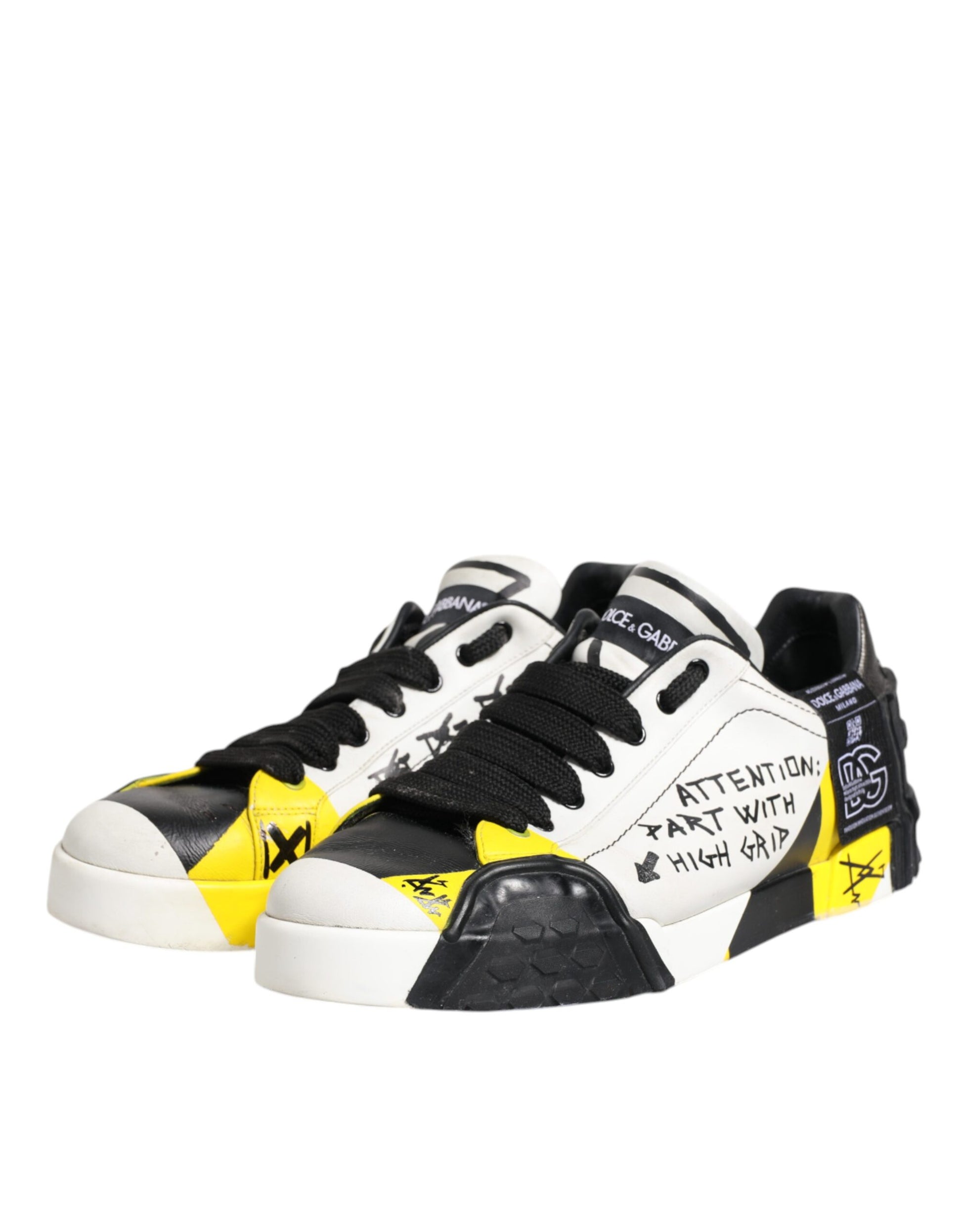 Dolce & Gabbana Multicolor Lettering Portofino Sneakers Shoes by Dolce & Gabbana