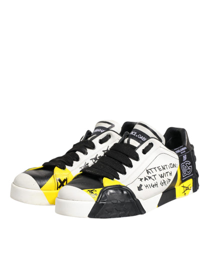 Dolce & Gabbana Multicolor Lettering Portofino Sneakers Shoes by Dolce & Gabbana