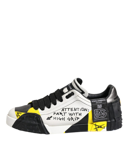 Dolce & Gabbana Multicolor Lettering Portofino Sneakers Shoes by Dolce & Gabbana