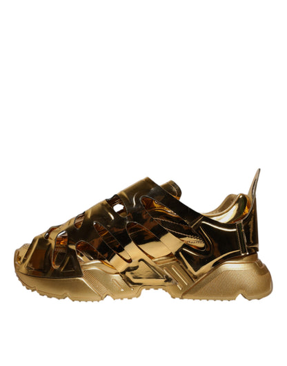 Dolce & Gabbana Gold Daymaster Leather Low Top Sneakers Shoes by Dolce & Gabbana