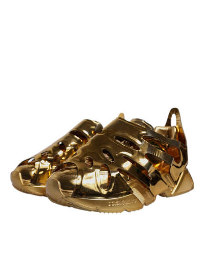 Dolce & Gabbana Gold Daymaster Leather Low Top Sneakers Shoes by Dolce & Gabbana