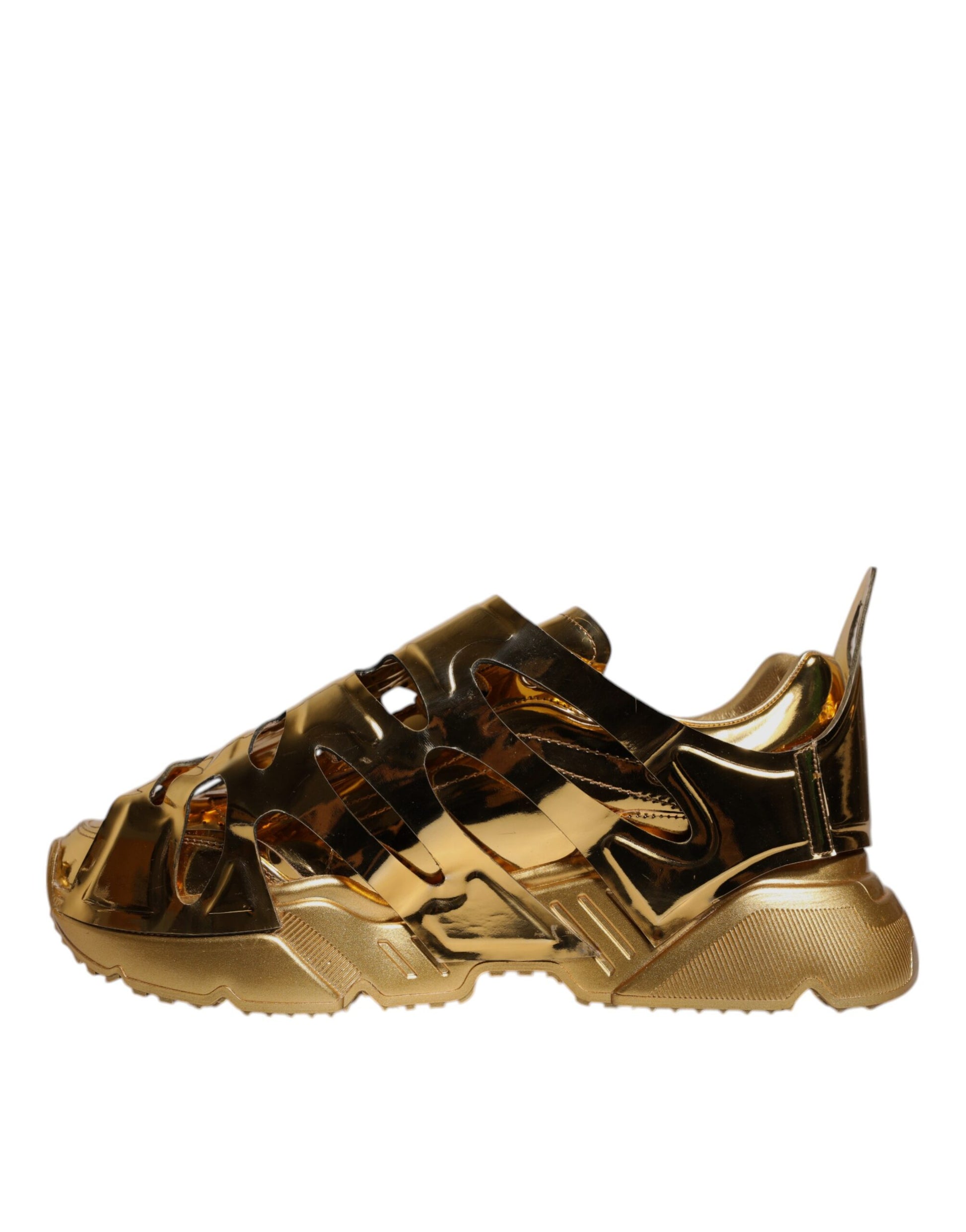 Dolce & Gabbana Gold Daymaster Leather Low Top Sneakers Shoes by Dolce & Gabbana