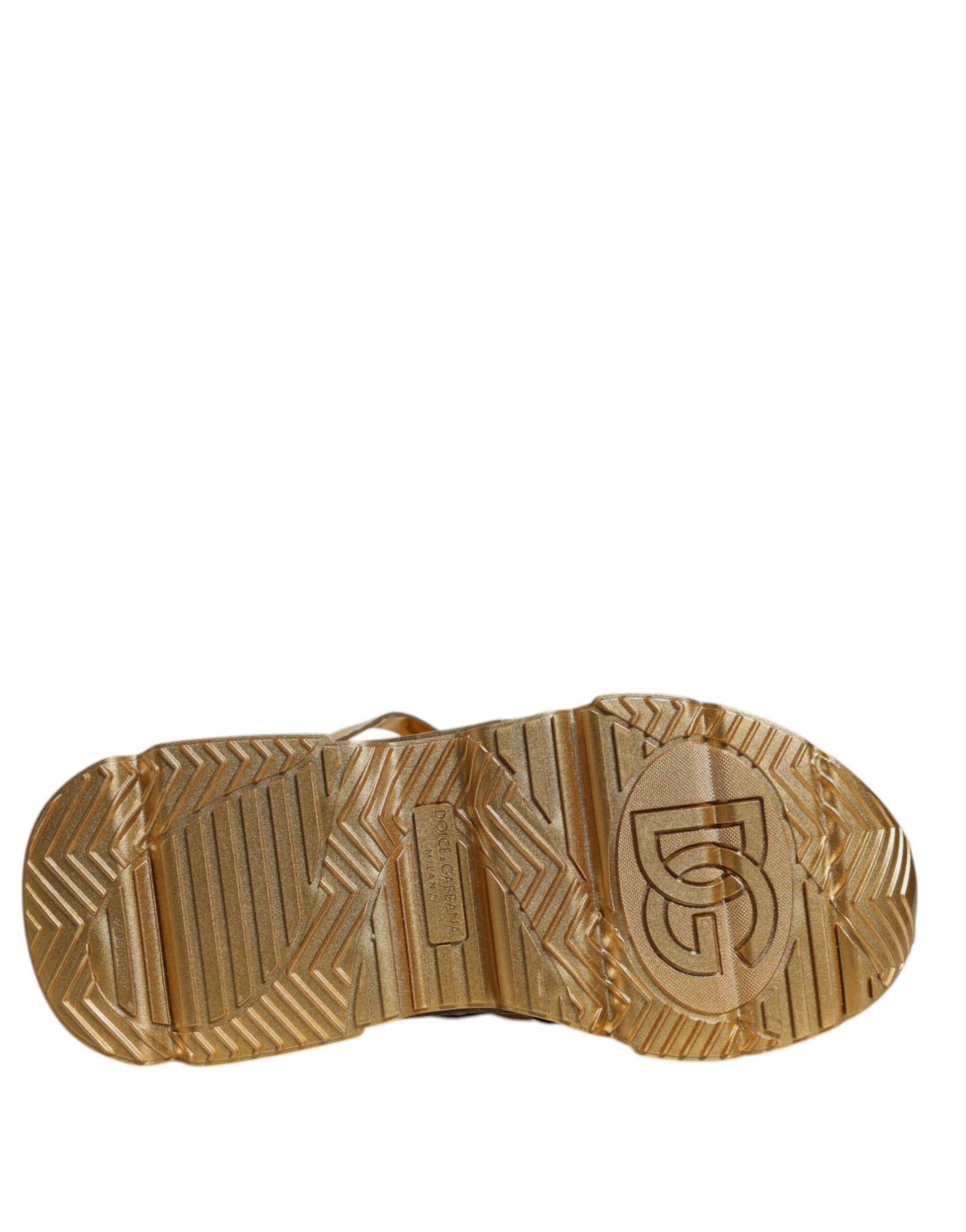 Dolce & Gabbana Gold Daymaster Leather Low Top Sneakers Shoes by Dolce & Gabbana
