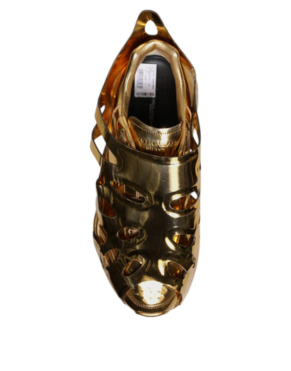Dolce & Gabbana Gold Daymaster Leather Low Top Sneakers Shoes by Dolce & Gabbana