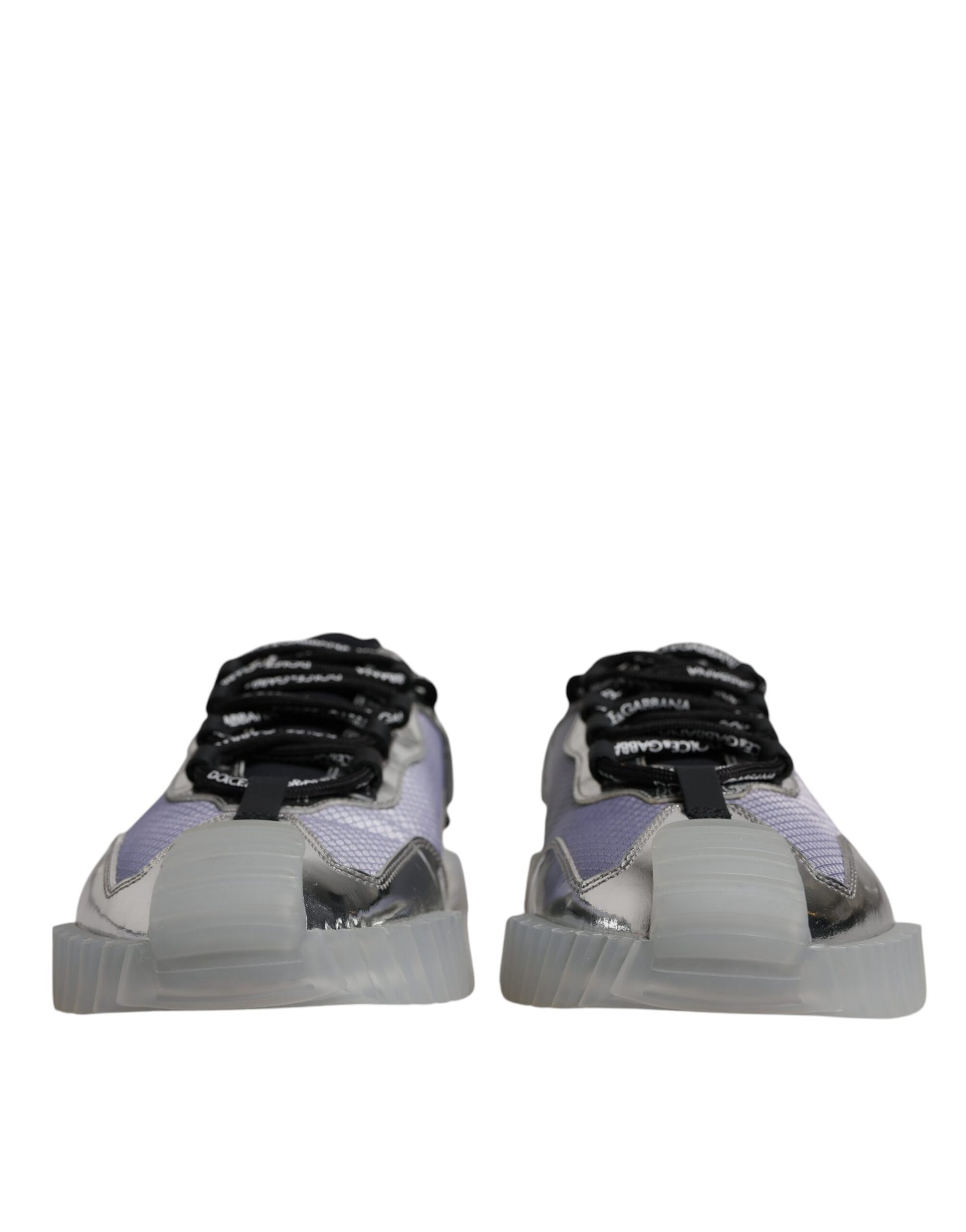 Dolce & Gabbana Silver Black Nylon NS1 Low Top Sneakers Shoes by Dolce & Gabbana