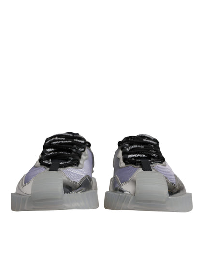 Dolce & Gabbana Silver Black Nylon NS1 Low Top Sneakers Shoes by Dolce & Gabbana