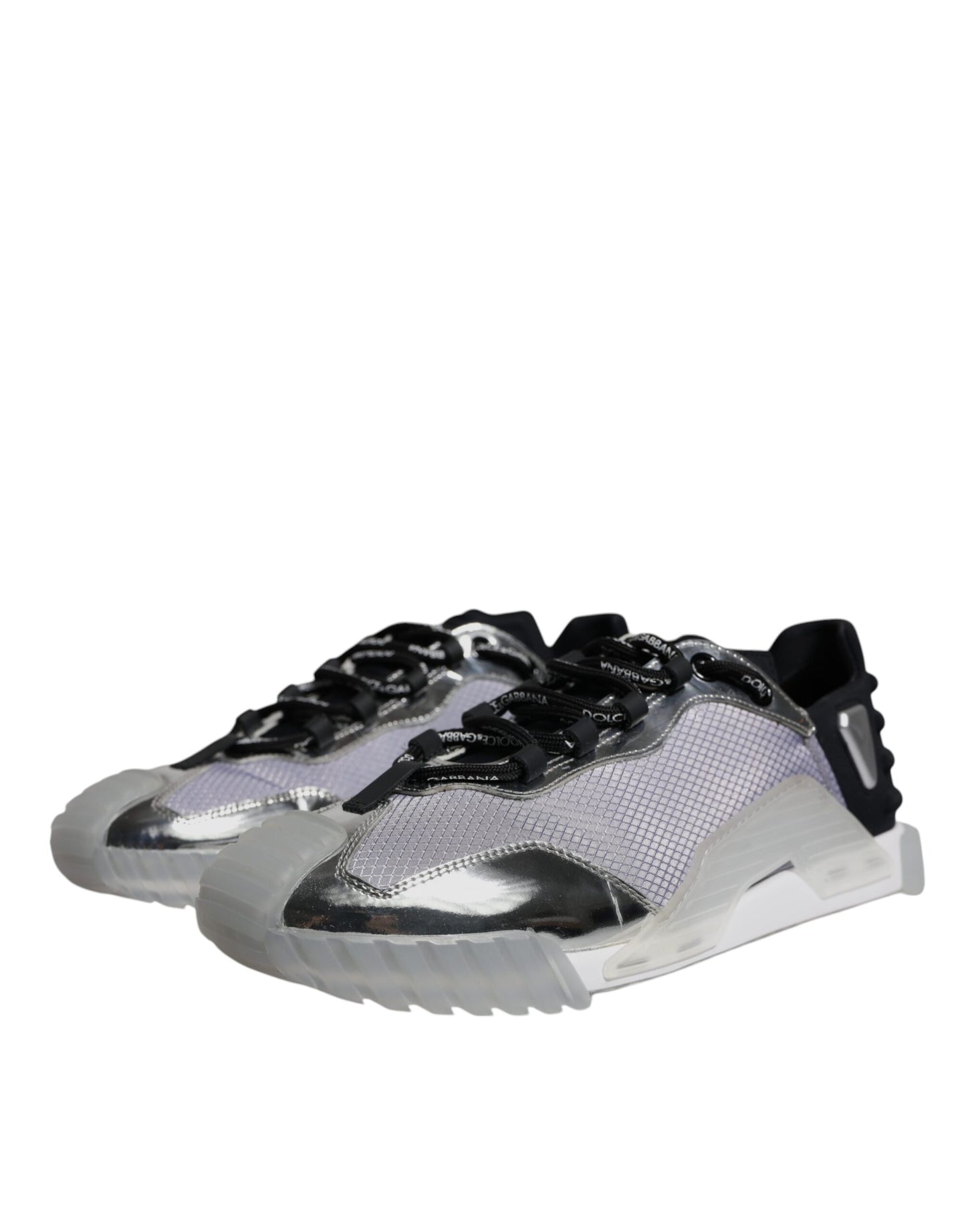 Dolce & Gabbana Silver Black Nylon NS1 Low Top Sneakers Shoes by Dolce & Gabbana