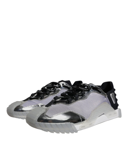 Dolce & Gabbana Silver Black Nylon NS1 Low Top Sneakers Shoes by Dolce & Gabbana