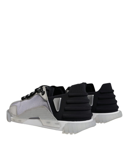Dolce & Gabbana Silver Black Nylon NS1 Low Top Sneakers Shoes by Dolce & Gabbana