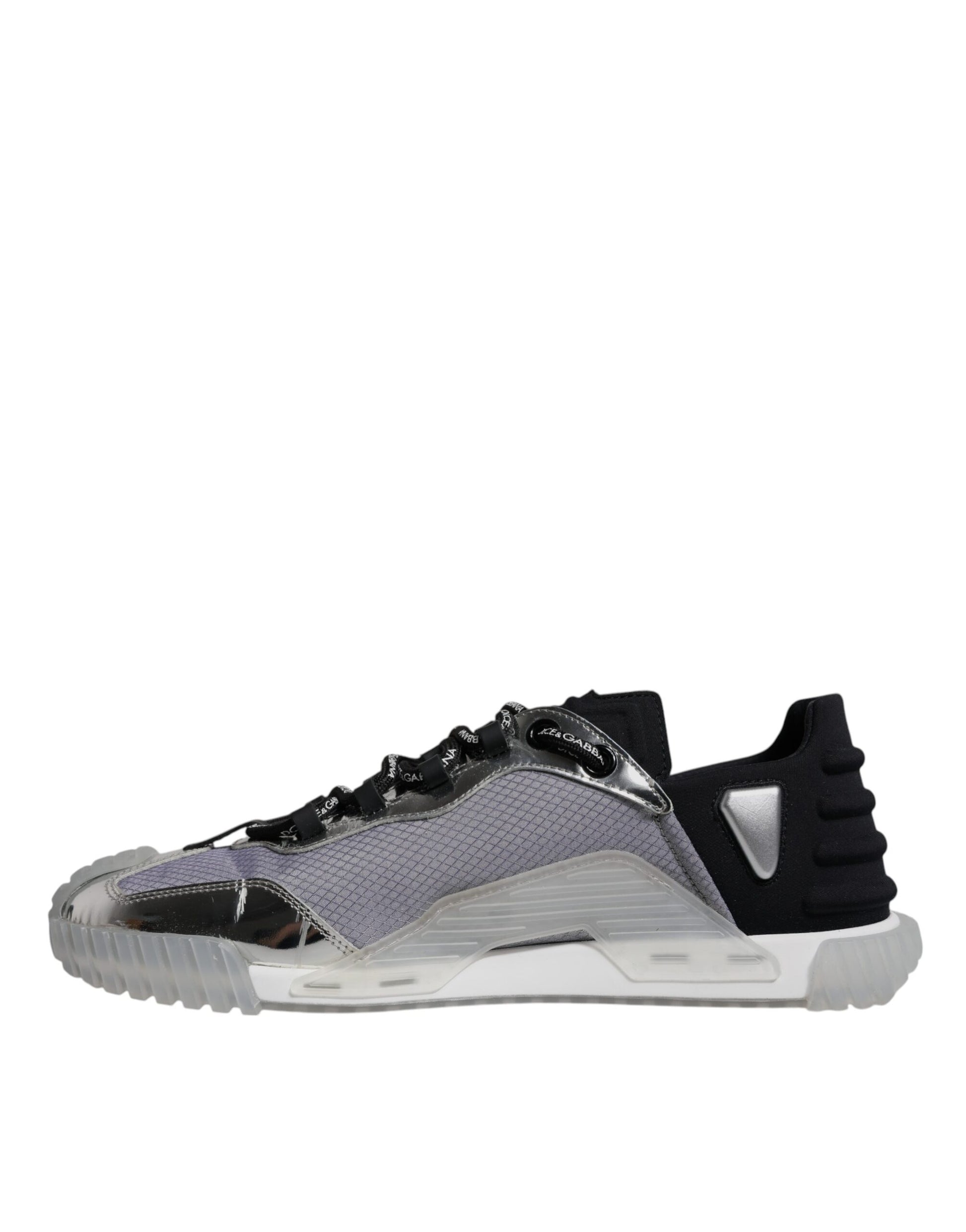 Dolce & Gabbana Silver Black Nylon NS1 Low Top Sneakers Shoes by Dolce & Gabbana