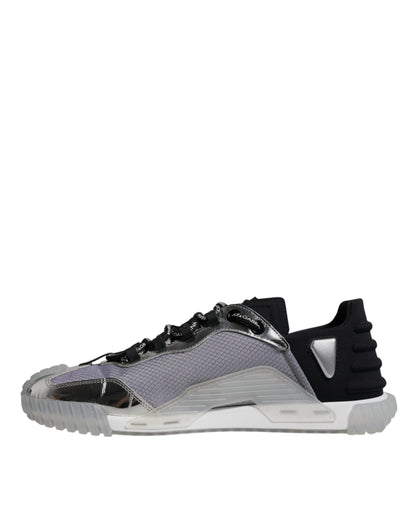 Dolce & Gabbana Silver Black Nylon NS1 Low Top Sneakers Shoes by Dolce & Gabbana