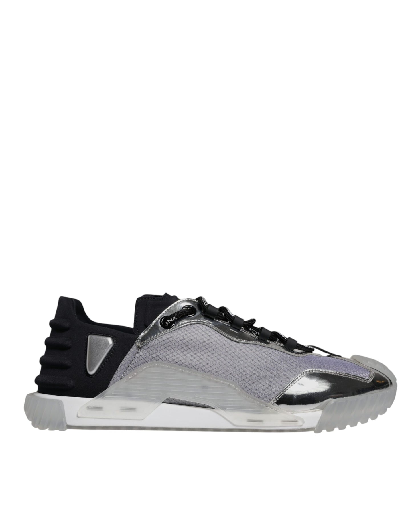 Dolce & Gabbana Silver Black Nylon NS1 Low Top Sneakers Shoes by Dolce & Gabbana