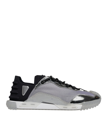 Dolce & Gabbana Silver Black Nylon NS1 Low Top Sneakers Shoes by Dolce & Gabbana