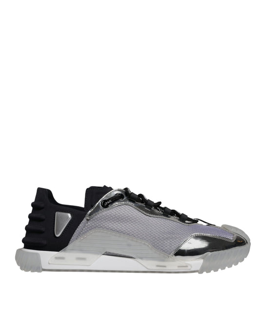 Dolce & Gabbana Silver Black Nylon NS1 Low Top Sneakers Shoes by Dolce & Gabbana
