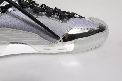 Dolce & Gabbana Silver Black Nylon NS1 Low Top Sneakers Shoes by Dolce & Gabbana